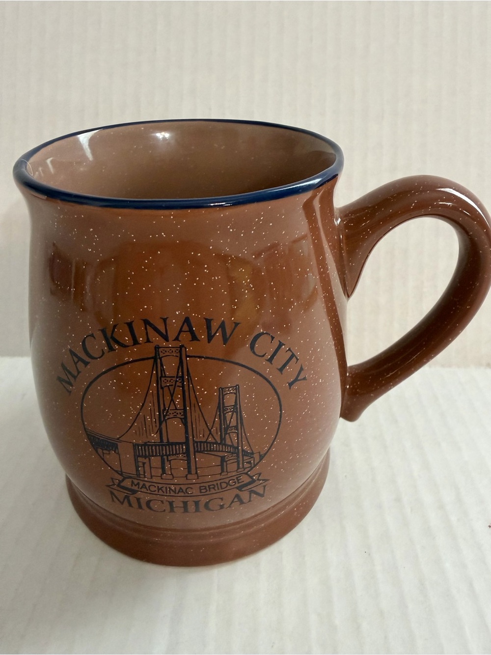 Mackinaw City Michigan Brown Souvenir Ceramic Mug